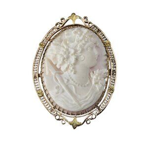 10K Yellow Gold Cameo Brooch/Pendant #24014